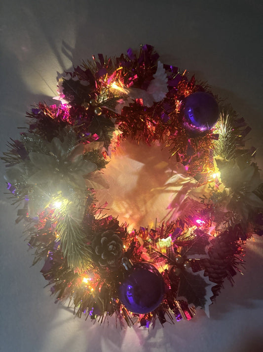 Christmas Pink And Gold Wreaths For Front Door With Lights