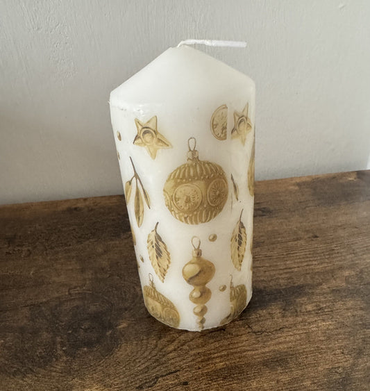 Christmas Pillar Candle Handmade – Holiday Table Centrepiece Home Decor