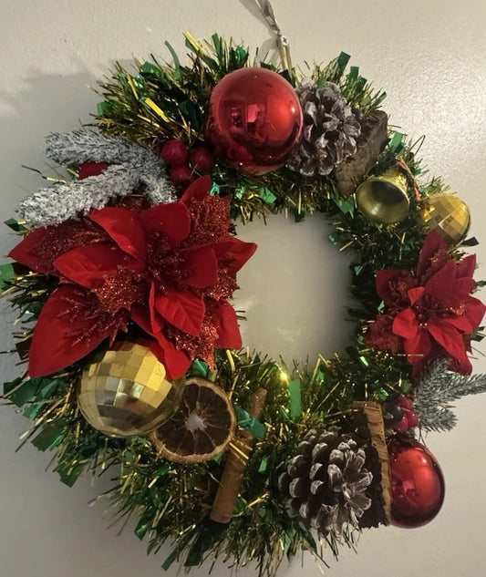 Christmas Wreath Green and Red with Lights for Front Door Uk Christmas Wreath