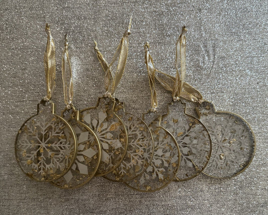 6 Pieces Flat Bauble Christmas Tree Decoration Ornaments Resin Baubles Hanging