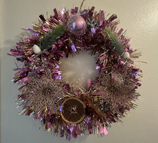 Christmas Wreath Pink and Gold for Front Door Christmas Decorations with Lights