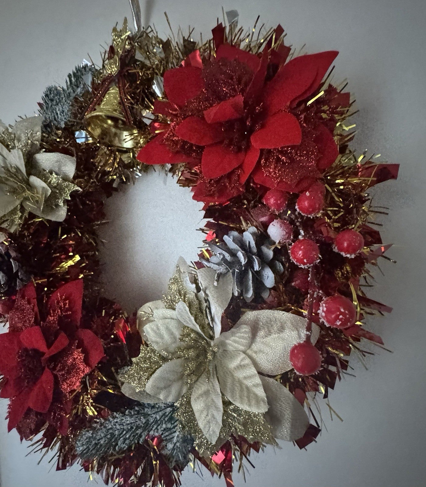 Christmas Wreath Red and Gold with Lights for Front Door Uk Christmas Wreath