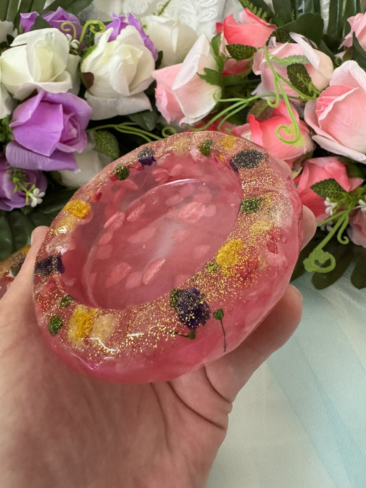Ashtray With Dried Flowers In Resin Outdoor Decoration