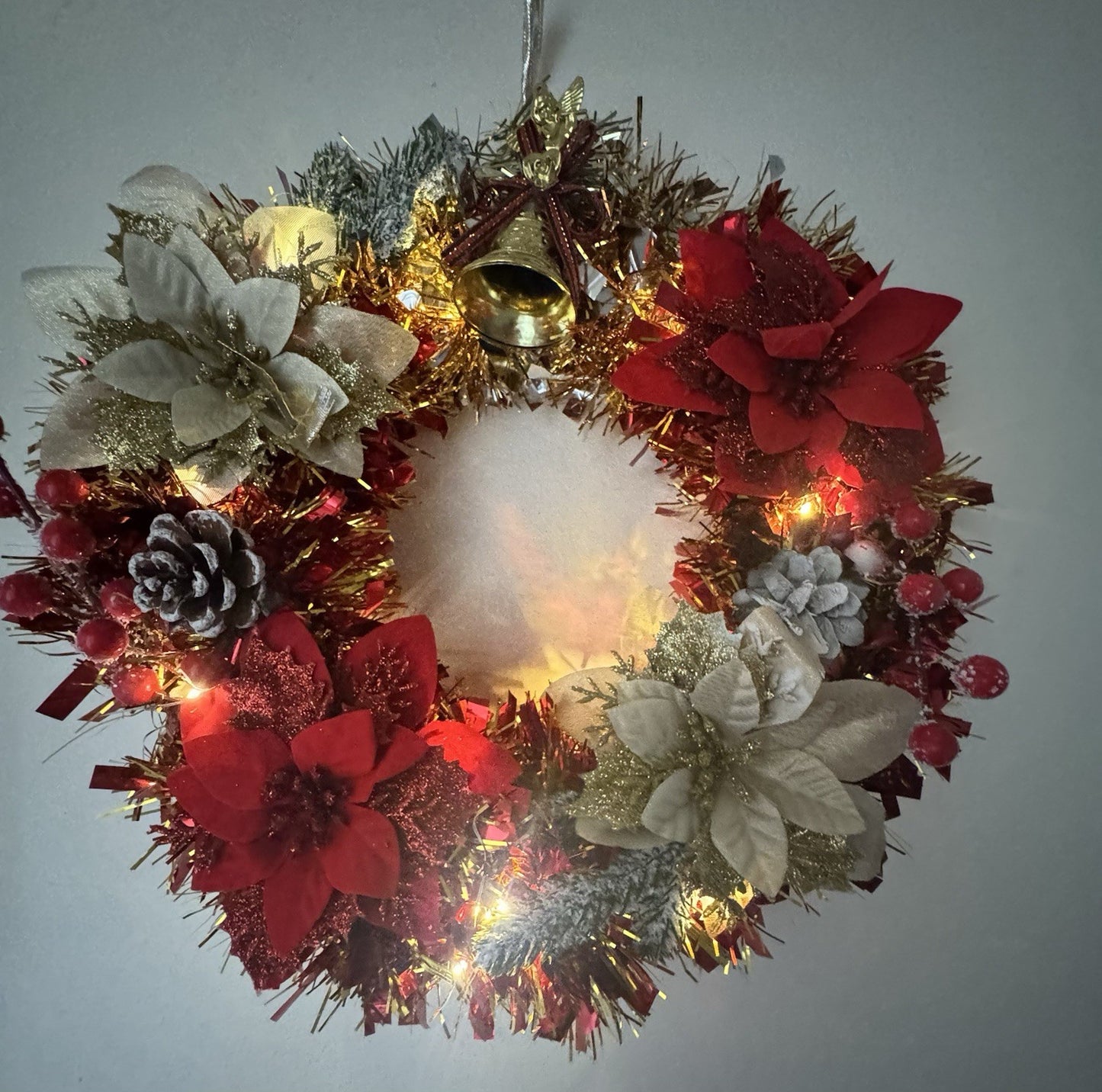 Christmas Wreath Red and Gold with Lights for Front Door Uk Christmas Wreath