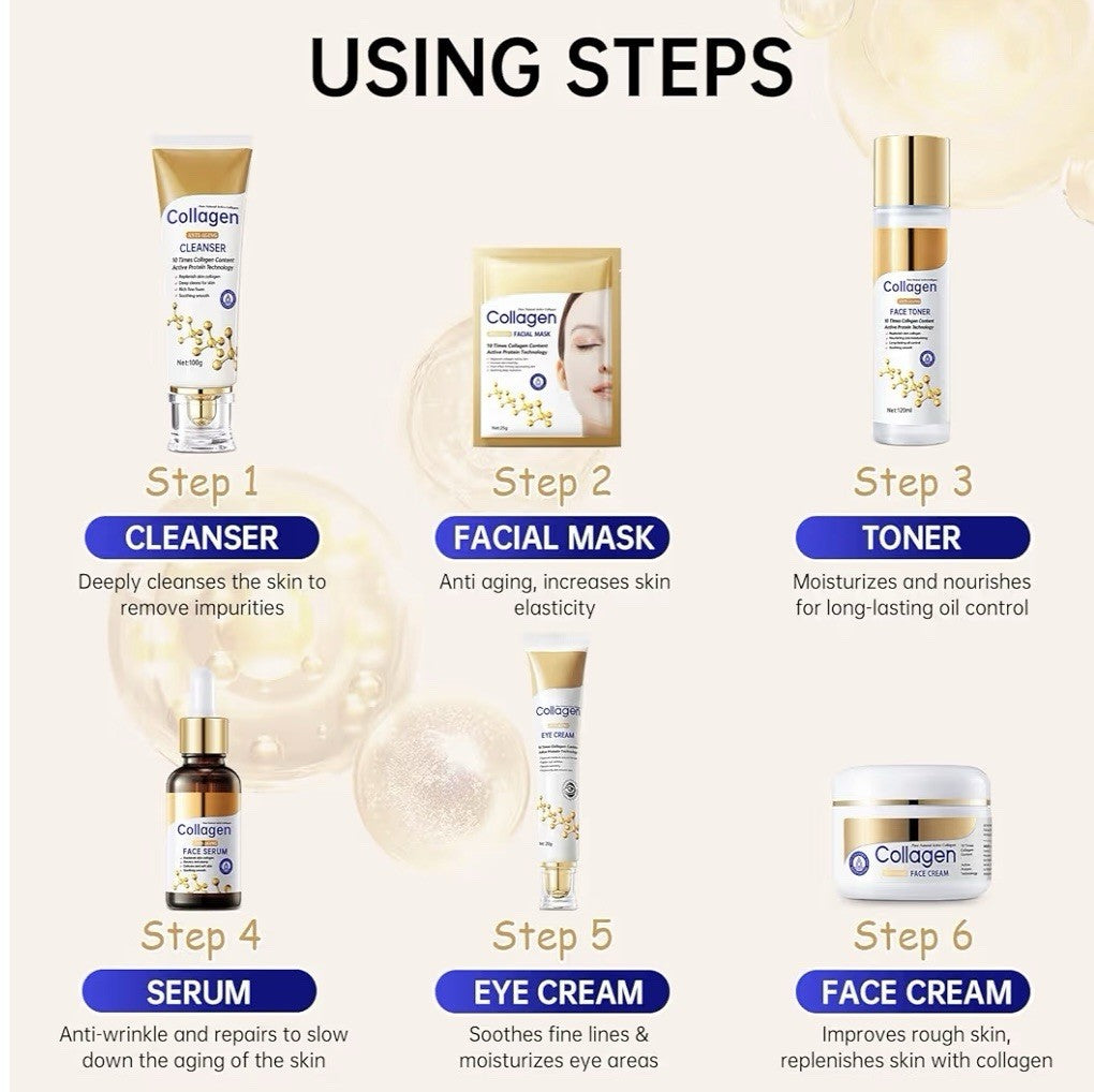 7 Pieces Collagen Skin Care Set Anti Aging Skincare Set for Wrinkles All Skin