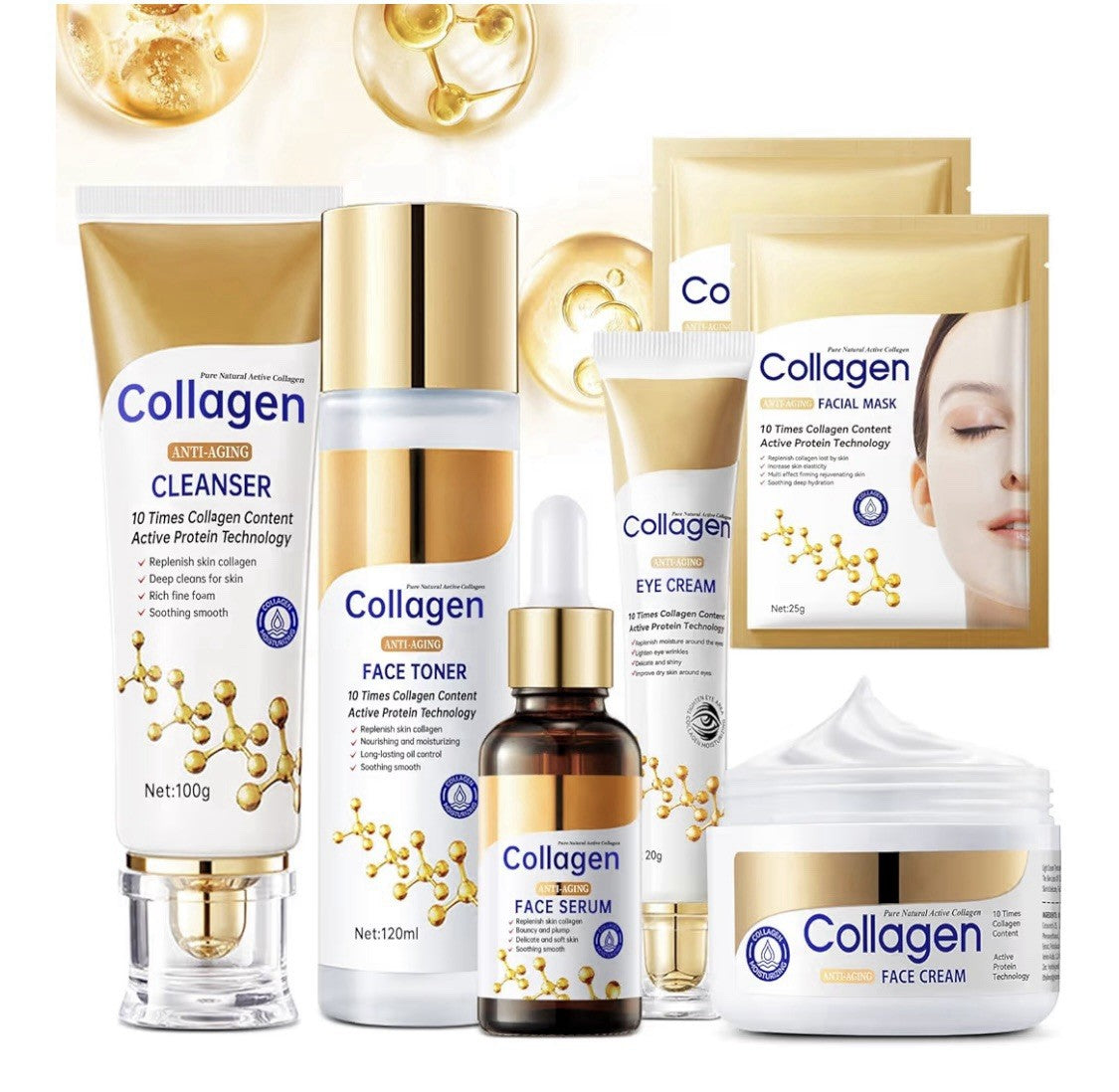 7 Pieces Collagen Skin Care Set Anti Aging Skincare Set for Wrinkles All Skin