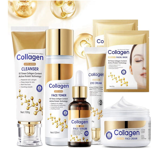 7 Pieces Collagen Skin Care Set Anti Aging Skincare Set for Wrinkles All Skin