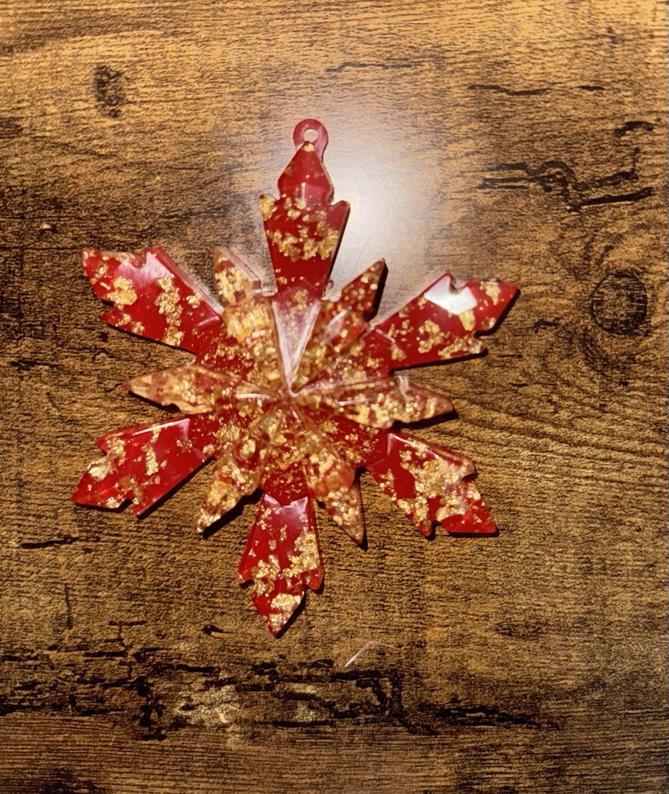 5 Pieces Resin Snowflake Red and Gold Christmas Ornaments Decorations for Home