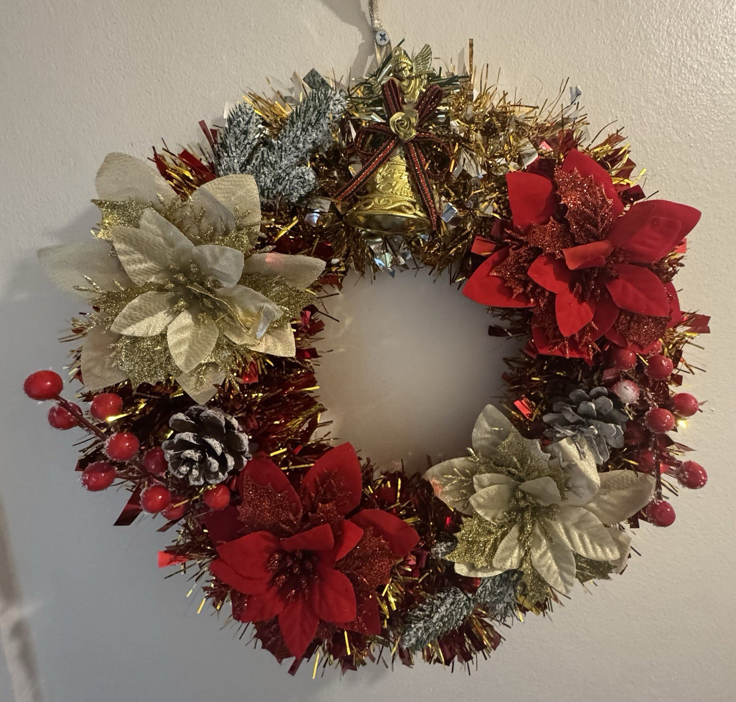 Christmas Wreath Red and Gold with Lights for Front Door Uk Christmas Wreath