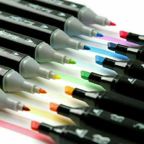 24Color Brush Pens Set Dual Tips Soft Fine Art Markers Drawing Watercolour Gifts