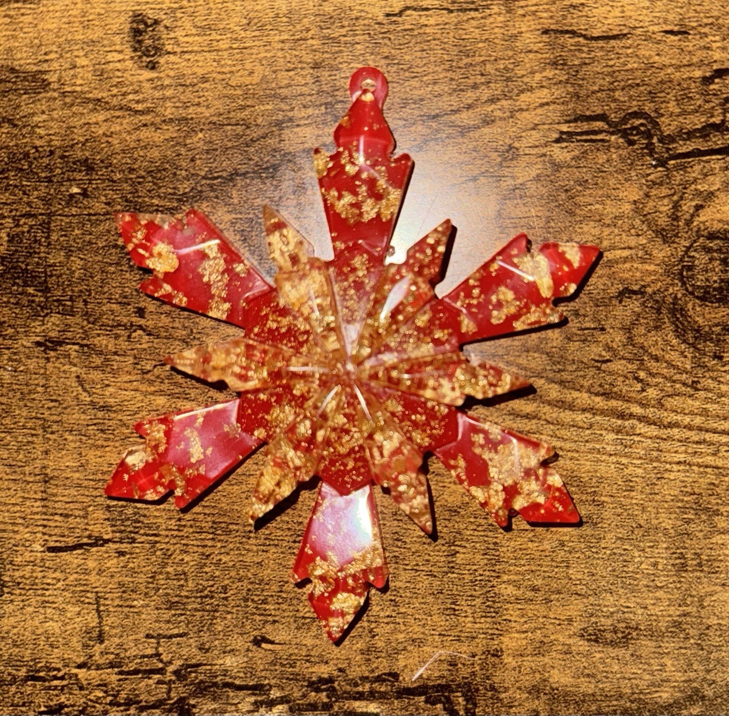 5 Pieces Resin Snowflake Red and Gold Christmas Ornaments Decorations for Home