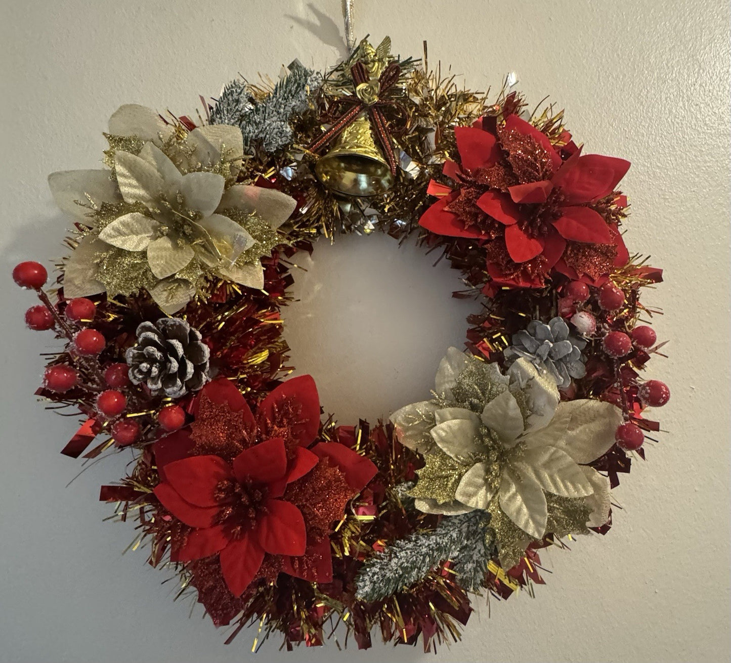 Christmas Wreath Red and Gold with Lights for Front Door Uk Christmas Wreath