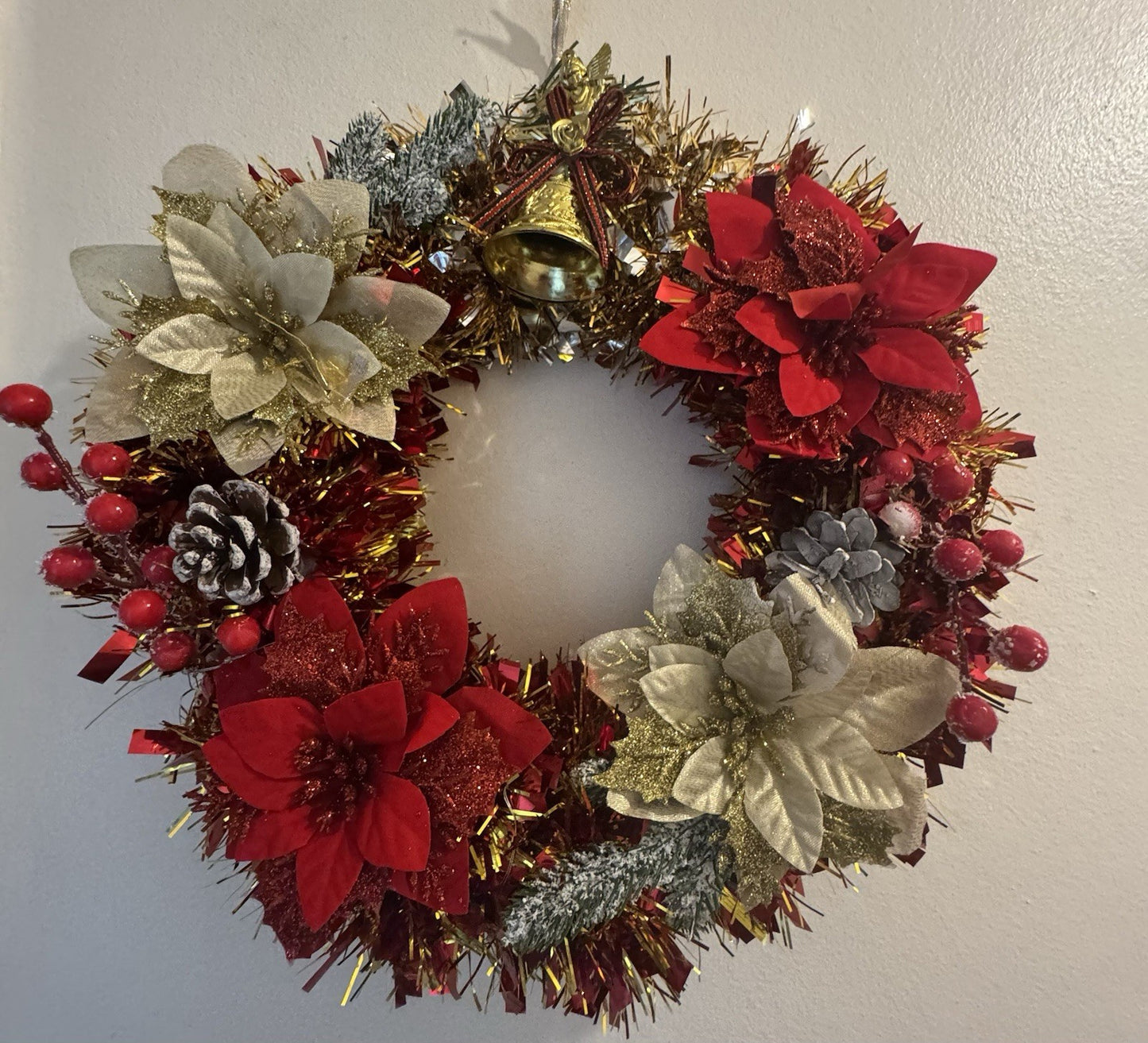 Christmas Wreath Red and Gold with Lights for Front Door Uk Christmas Wreath